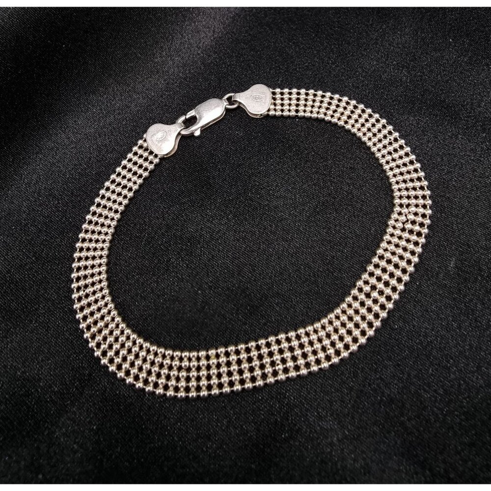 Vintage FAS Italy 925 Sterling Silver Mesh Bracelet With Lobster Clasp